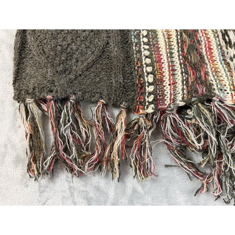 Adora Cardigan Women's S/M Gray Aztec Knit Sweater Boho Fringe - Picture 8 of 10